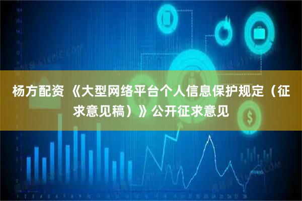 杨方配资 《大型网络平台个人信息保护规定(征求意见稿)》公开征求意见